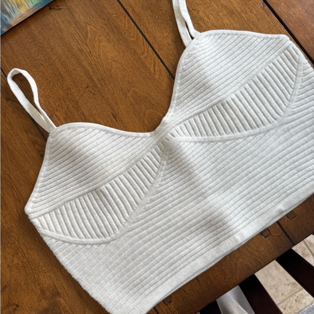 Aerie White Ribbed Camisole